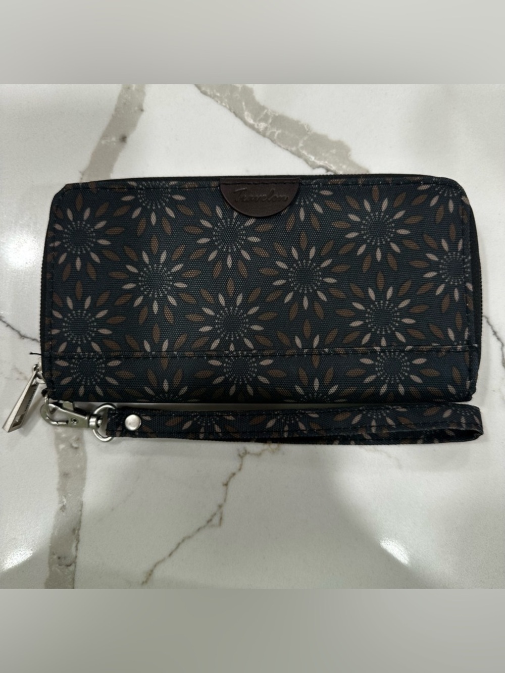 Travelon RFID Blocking Zip Around Wristlet Wallet - Black/Brown Floral
